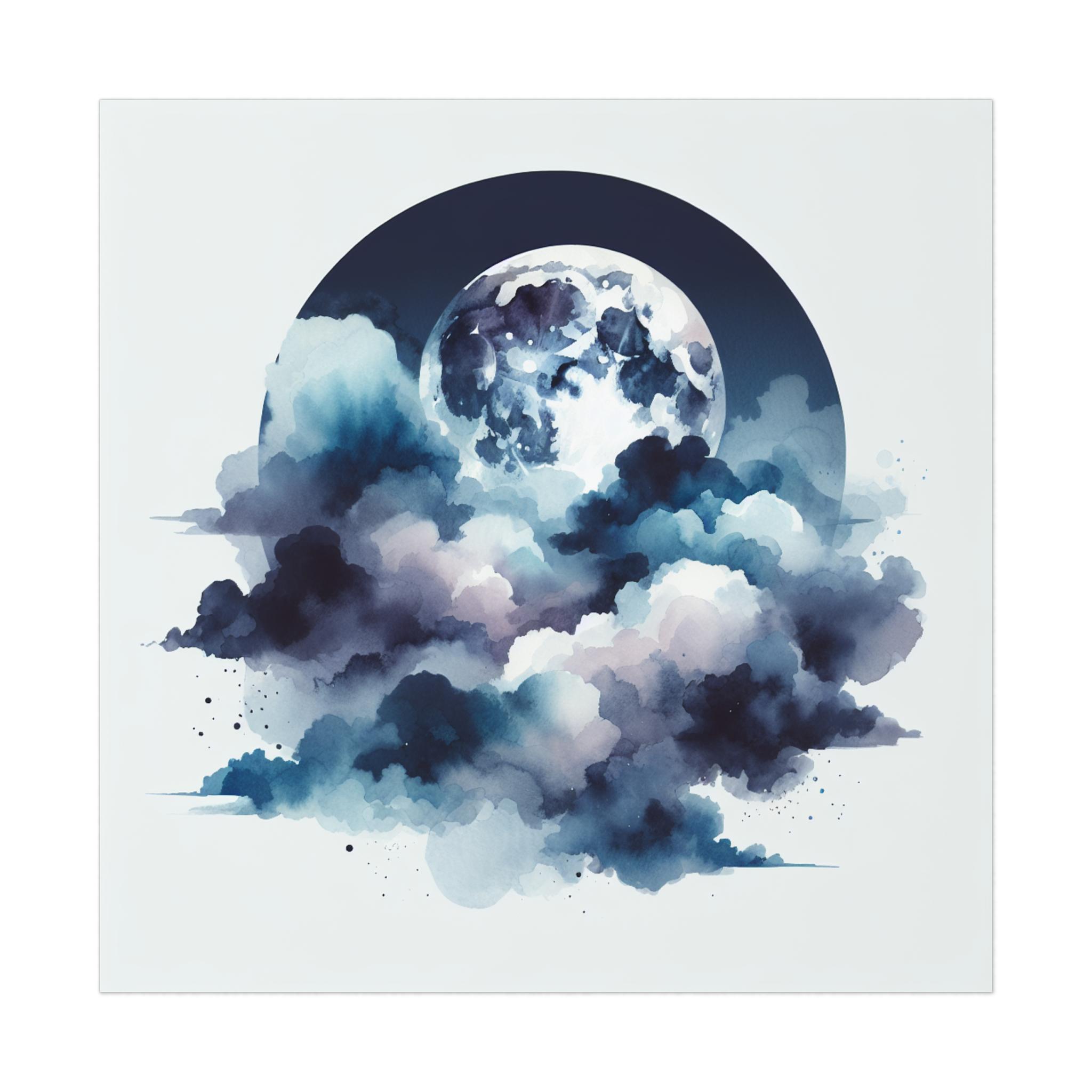 Full Moon Clouds Celestial Print | Physical Wall Art Poster | Mystical ...