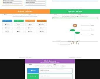 Science Nature Worksheets Grade 1 Seasons Weather Animals Plants Senses Printable Instant Download
