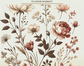 Print bloemenmarkt Parijs | Botanische muurkunst | Digitale download | Afdrukbare poster