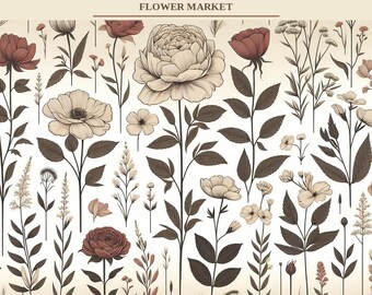 Print London Flower Market | Botanische muurkunst | Digitale download | Afdrukbare poster