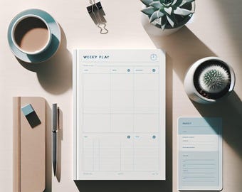 Maandplannerbundel 2026 | Minimalistisch oceaanblauw (digitale download)