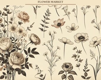Tokyo bloemenmarkt-print | Botanische muurkunst | Digitale download | Afdrukbare poster