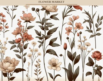 Print bloemenmarkt Rome | Botanische muurkunst | Digitale download | Afdrukbare poster
