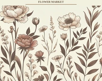 Print bloemenmarkt Seoul | Botanische muurkunst | Digitale download | Afdrukbare poster