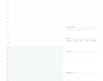 Afdrukbare 24-uurs dagelijkse planner | Brief A4 A5 | Niet-gedateerd dagschema | Pdf-download | Minimale salieplanner