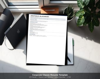 Zakelijk klassiek cv-sjabloon | ATS-vriendelijk | Woord + sollicitatiebrief | Finance Law Banking Executive CV