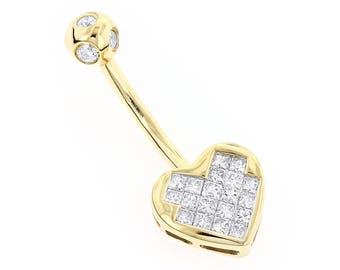 Almani 14K Gold  Diamond Belly Button Ring  Invisible Setting 0.66ctw