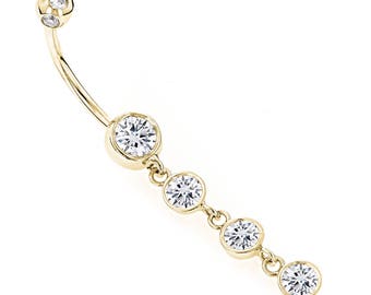 Almani 14K Dangling Belly Button Ring Diamond 1.65ctw