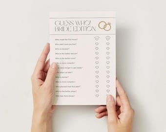 Digital Bridal Shower Guess Who Game Template