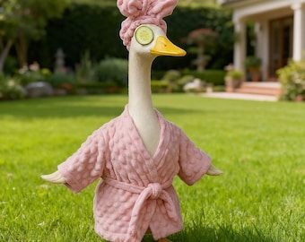 Pink Spa Robe & Headband Set for Porch Goose Decor Outfit