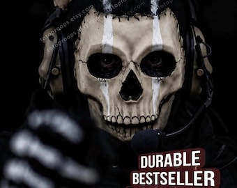 Masque crâne tactique inspiré des fantômes | Accessoire de cosplay d'airsoft en plastique moulé