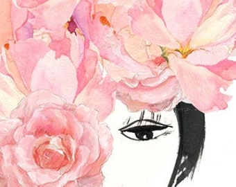 Przejrzyj kwiaty 3 (różowe) Technika mieszana Sztuka dekoracyjna, Malarstwo kwiatowe, rysunek, ilustracja, portret, Wydruk na dzień matki