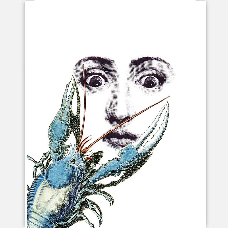 WOW Blue Lobster Face ART Print image 1