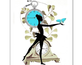 ¿Qué hora es? 2 - Lámina artística: Bailarina y relojes