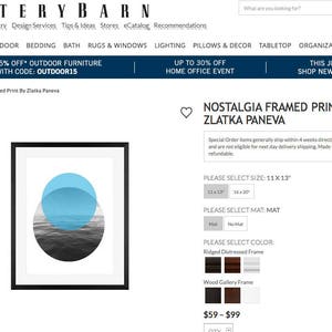 Wash away the BLUES As seen in Pottery Barn,Minimal Art Mid Century art Wall Art Rococco-LA print image 2