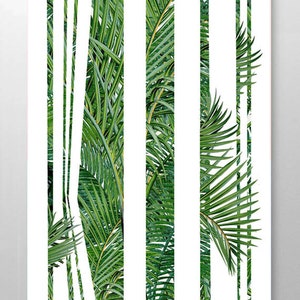 Palm Frond Art print,Nature poster, Mixed media Decorative art, Collage, POSTER image 1