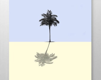 Odbicia3 - Palma -Oryginalna dekoracja ścienna, nowoczesna sztuka minimalistyczna, technika mieszana Sztuka dekoracyjna PLAKAT 8x10