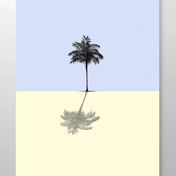 Reflections3 - Palm Tree -Original wall decor, modern minimal  art, Mixed media Decorative art POSTER 8x10