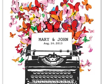 MR & MRS-  Personalized ART Print Vintage Typewriter, words, pop art, posters with typewriters, wedding, anniversary