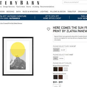 HERE comes the SUN As seen in Pottery Barn,Minimal Art Mid Century art Wall Art Rococco-LA print image 2