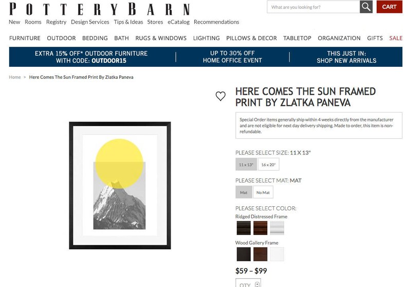 HERE comes the SUN As seen in Pottery Barn,Minimal Art Mid Century art Wall Art Rococco-LA print image 2