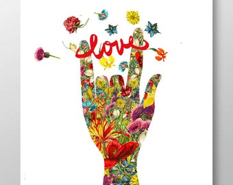 I Love You - Hand with Hearts -  Art Print