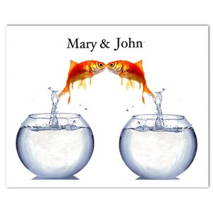 Your name with two gold fishes in Love ORIGINAL personalized ARTWORK image 1