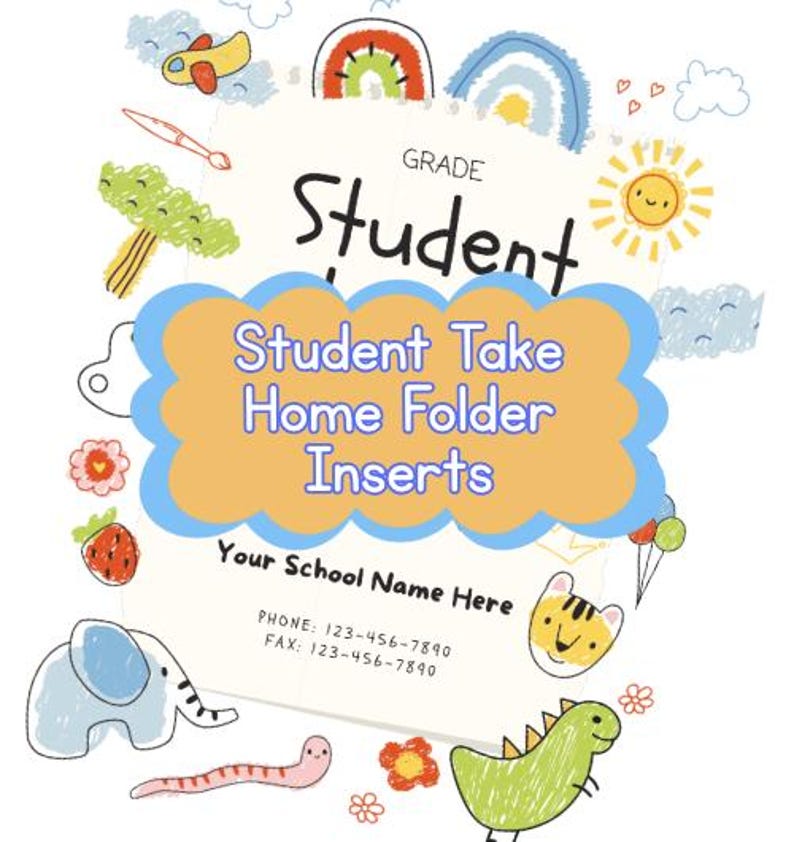 Editable Student Folder Cover | Take Home Folder Insert | Personalized ...