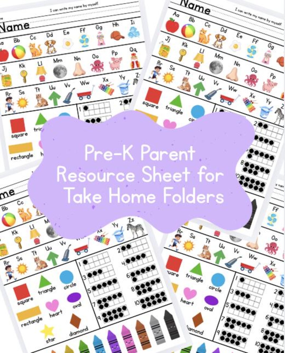 Pre K Folder Pre-k Take Home Folder Insert | Learning Placemat Printable | Alphabet ...