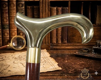 Bastón de madera hecho a mano – Mango de latón, estilo victoriano