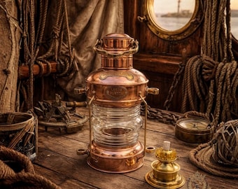 Vintage Brass Chief Ship Lantern - Polished Finish - Nautical Oil