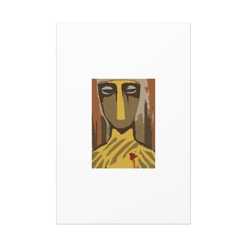 The Warrior Canvas Art Print | Expressionist Portrait Wall Art, Abstract Face Painting image 1