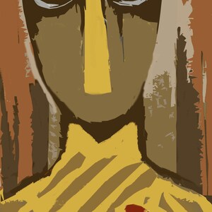 Warrior Abstract Face Art Print, Expressionist Portrait, Bold Modern Wall Art (Digital Download)