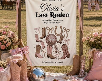 Laatste Rodeo Bachelorette Banner Cowgirl Disco Cowgirl Bruidsdouche Muur Decor Thema Fotoachtergrond Gepersonaliseerde Groot Western Party Bord