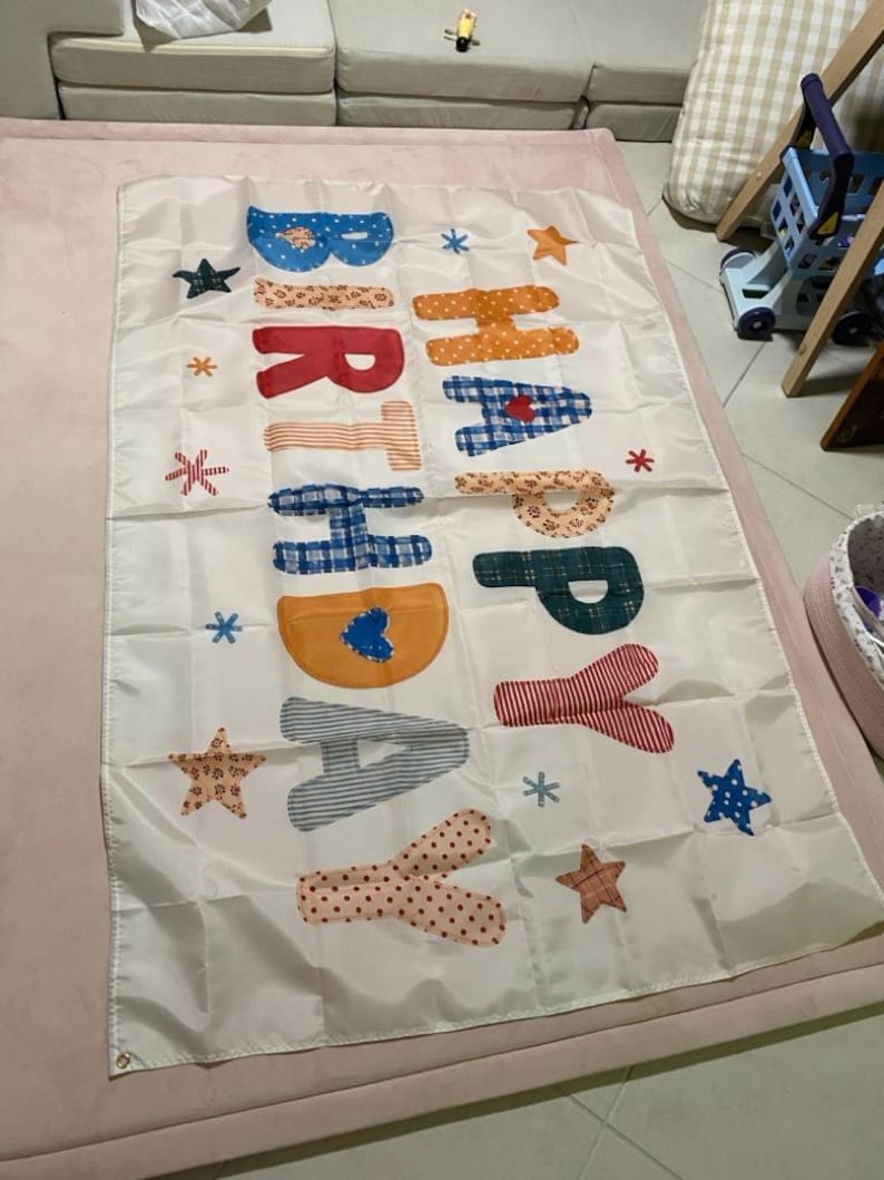 Boho Personalized Happy Birthday Banner Custom Fabric Birthday Banner boho-personalized-happy-birthday-banner-custom-fabric-birthday-banner
