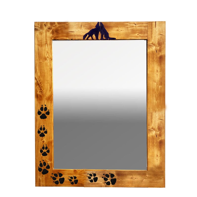 Wood Wolf Mirror Etsy