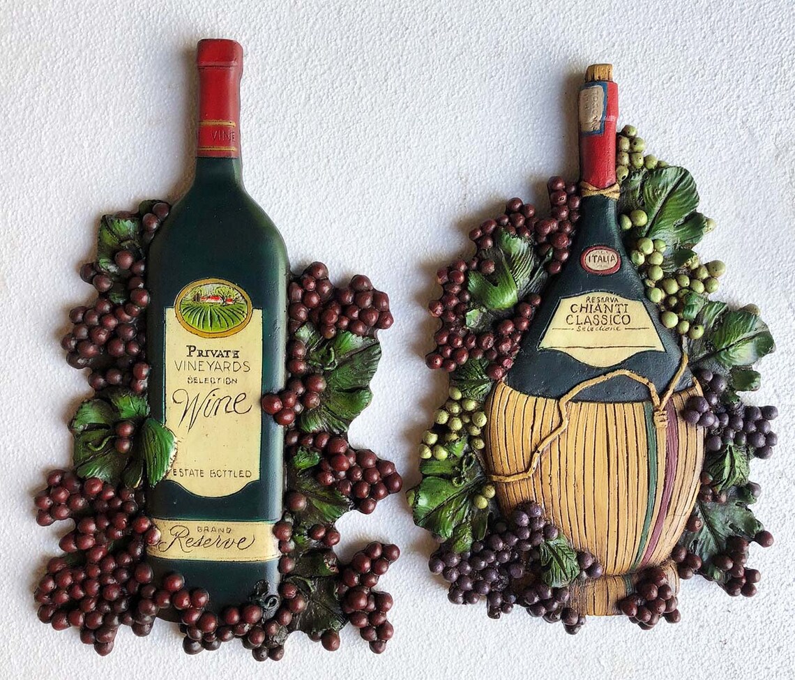 Wine Bottle Wall Art Decor Set of 2 Bottles Etsy