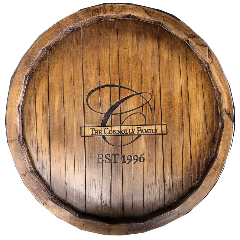Wine Quarter Barrel Monogram Lazy Susan Personalized