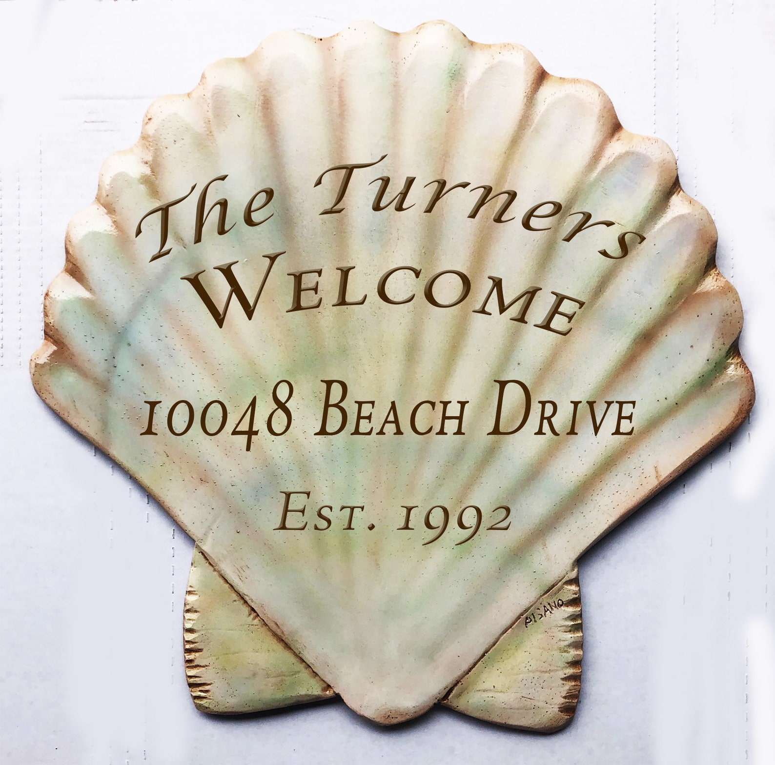 Scallop Shell Beach house name or address sign personalized Etsy
