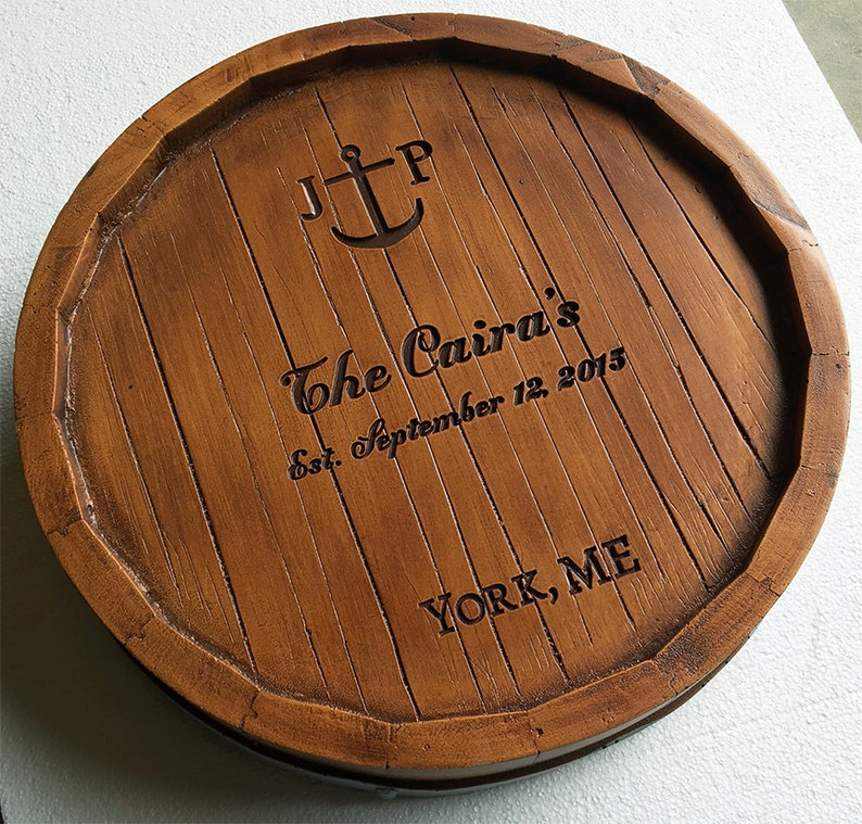 Wine Quarter Barrel Monogram Lazy Susan Personalized