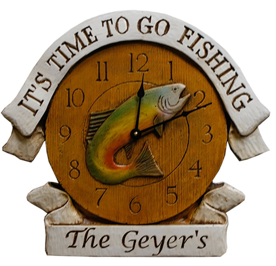 Time to Fish Clock Personalized With a Name or Phrase Etsy