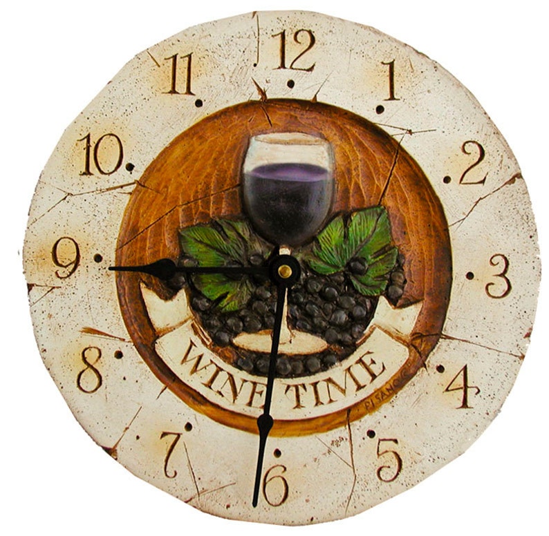 Wine Time Wall Clock Etsy