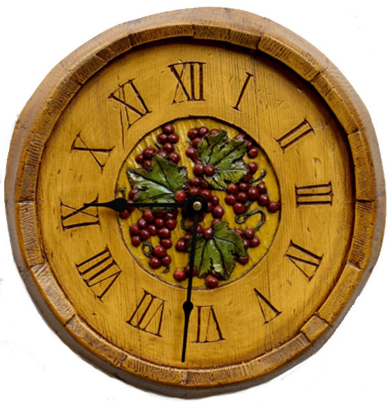 Wine Decor Barrel Wall Clock Etsy