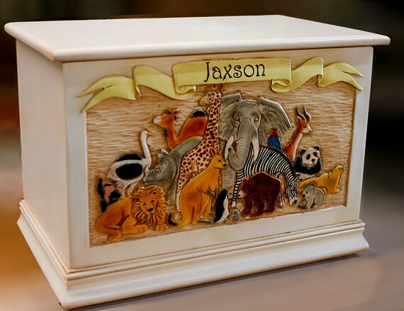 wooden toy box with name engraved