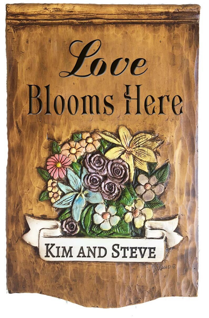 Love Blooms Here Personalized Sign Etsy