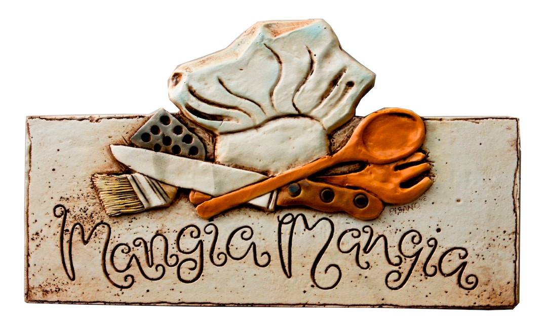 Mangia Mangia Chef Hat Italian Kitchen Wall Art Etsy