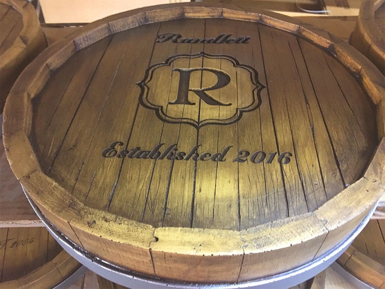 Wine Quarter Barrel Monogram Lazy Susan Personalized