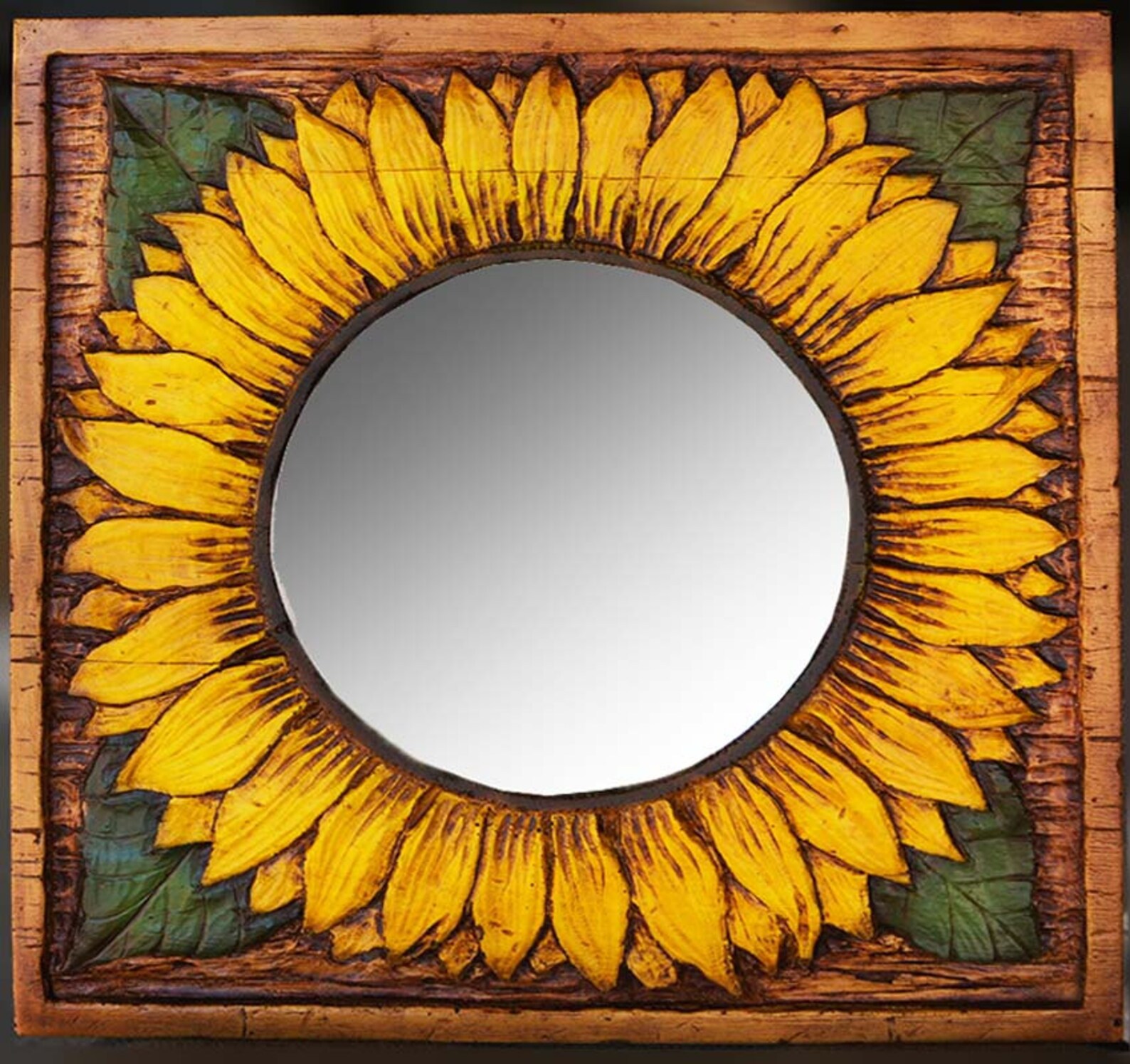 Sunflower Decor Wall Mirror Etsy