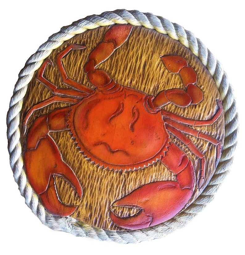 Nautical Decor Crab Lazy Susan With Rope Edge Etsy