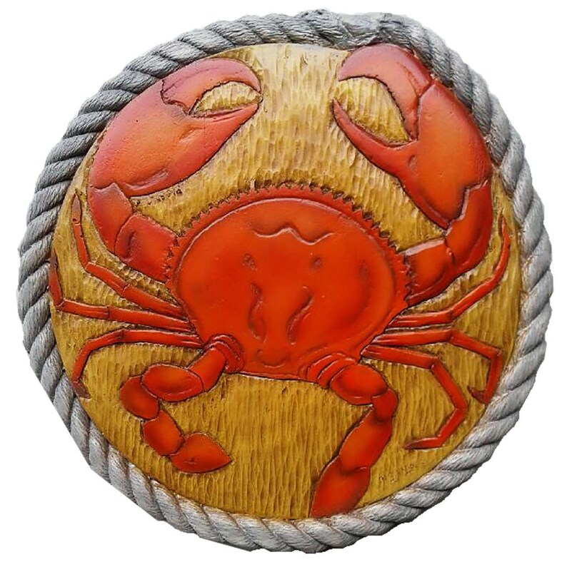 Nautical Decor Crab Lazy Susan With Rope Edge Etsy